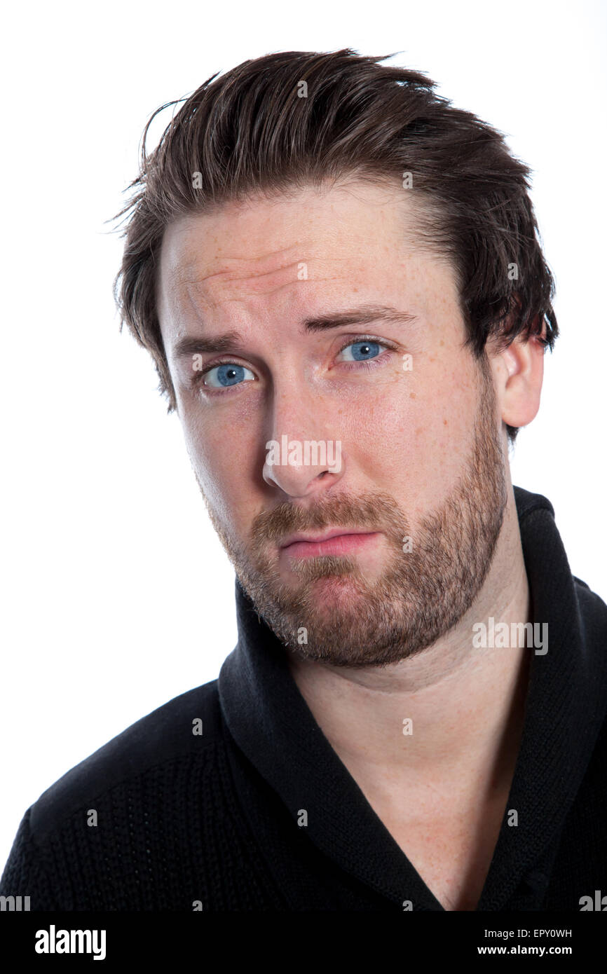 Attraente 30 anni caucasion uomo shot in studio isolato su uno sfondo bianco Foto Stock