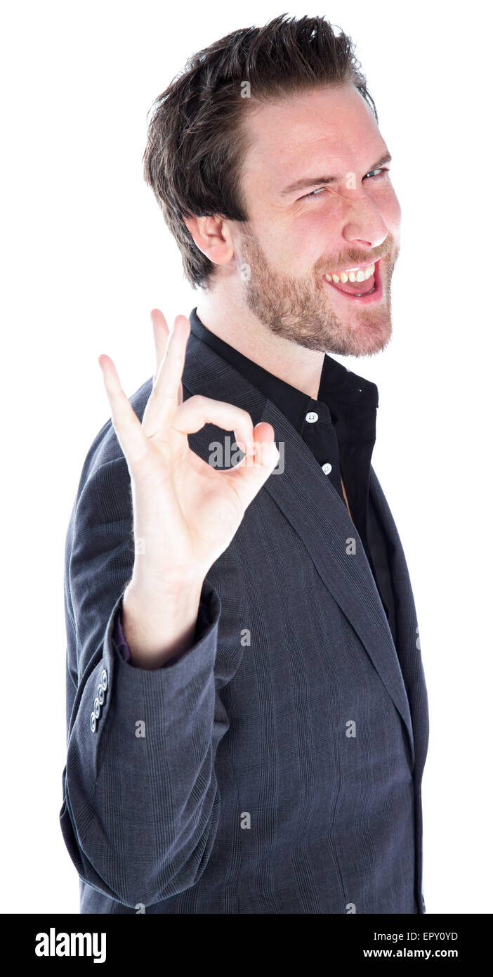 Attraente 30 anni caucasion uomo shot in studio isolato su uno sfondo bianco Foto Stock