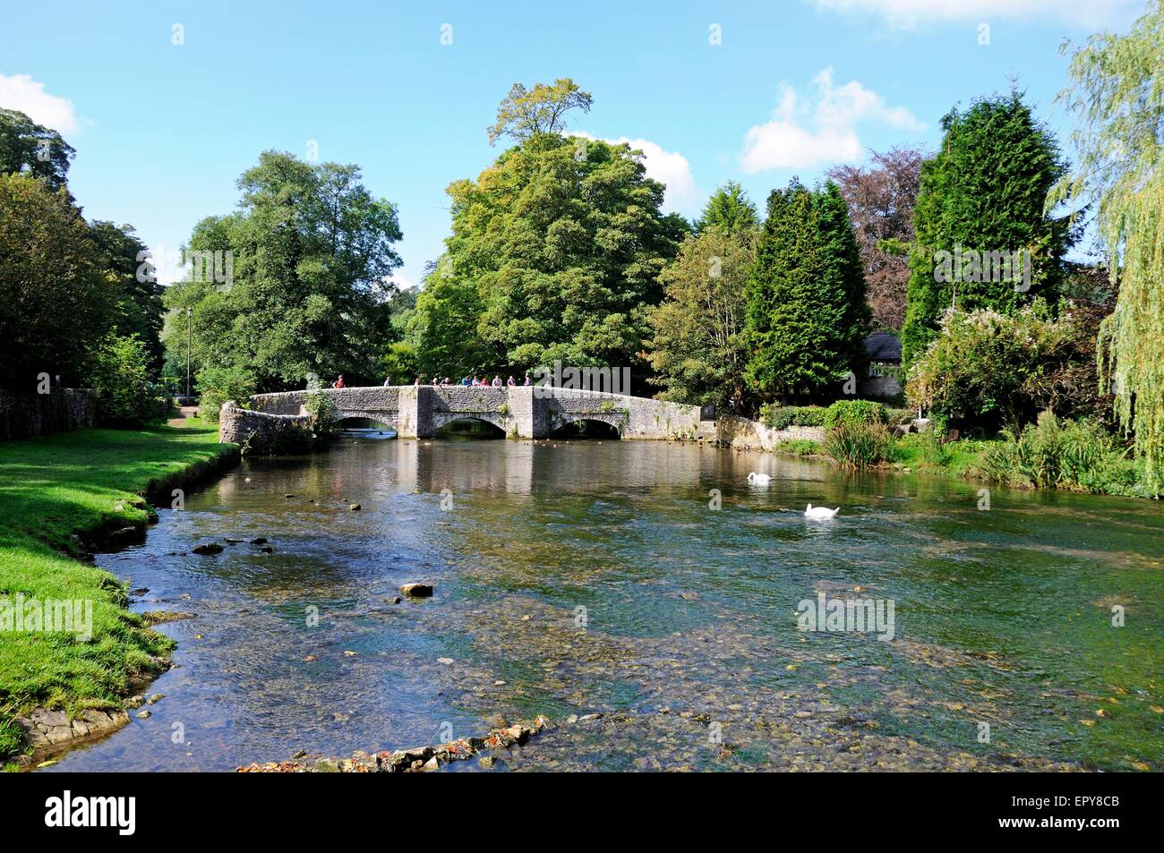 Sheepwash ponte sul fiume Wye, Ashford-nel-l'acqua, Derbyshire, Inghilterra, Regno Unito, Europa occidentale. Foto Stock