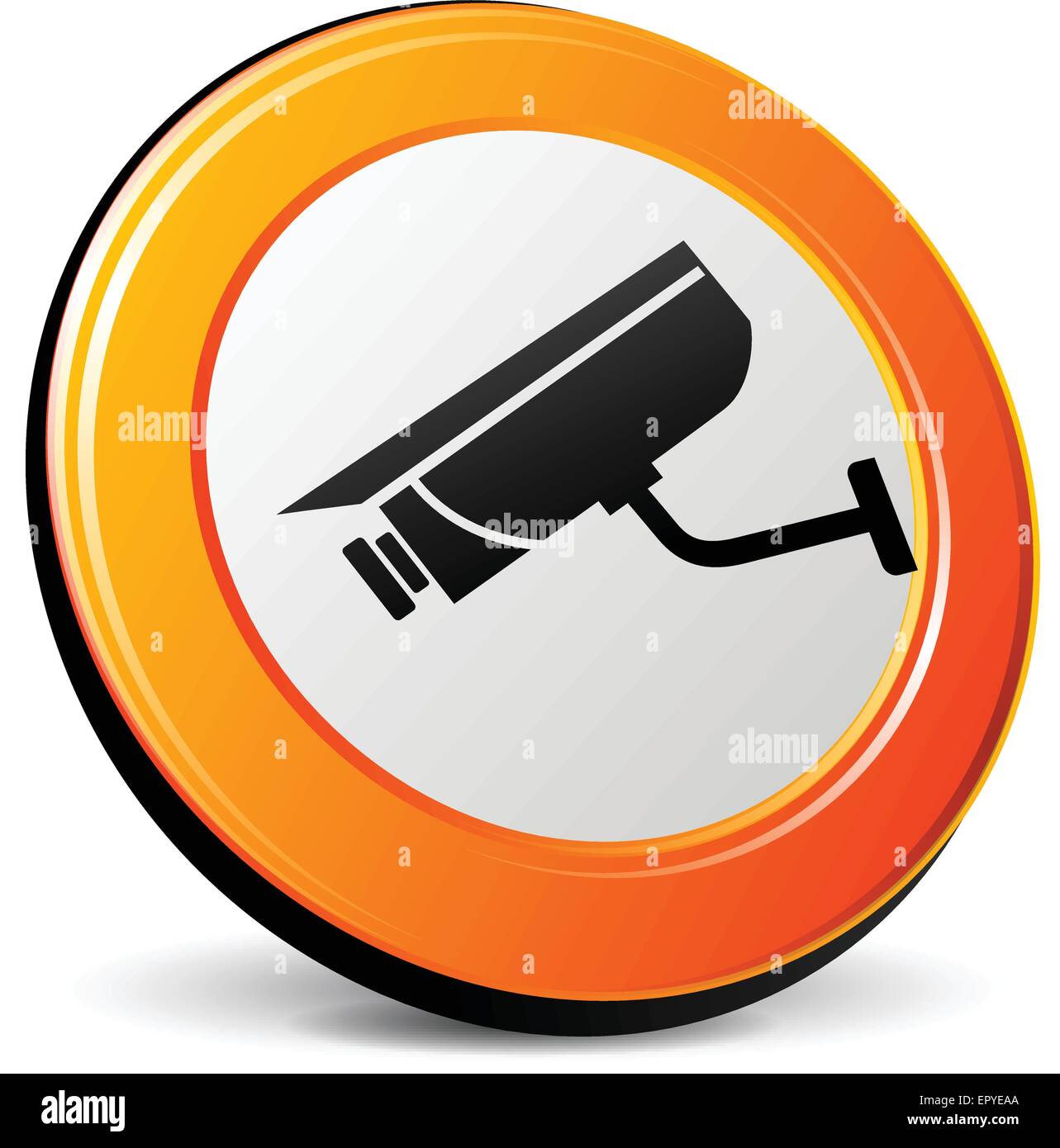Illustrazione della fotocamera suveillance 3d design icona arancione Illustrazione Vettoriale