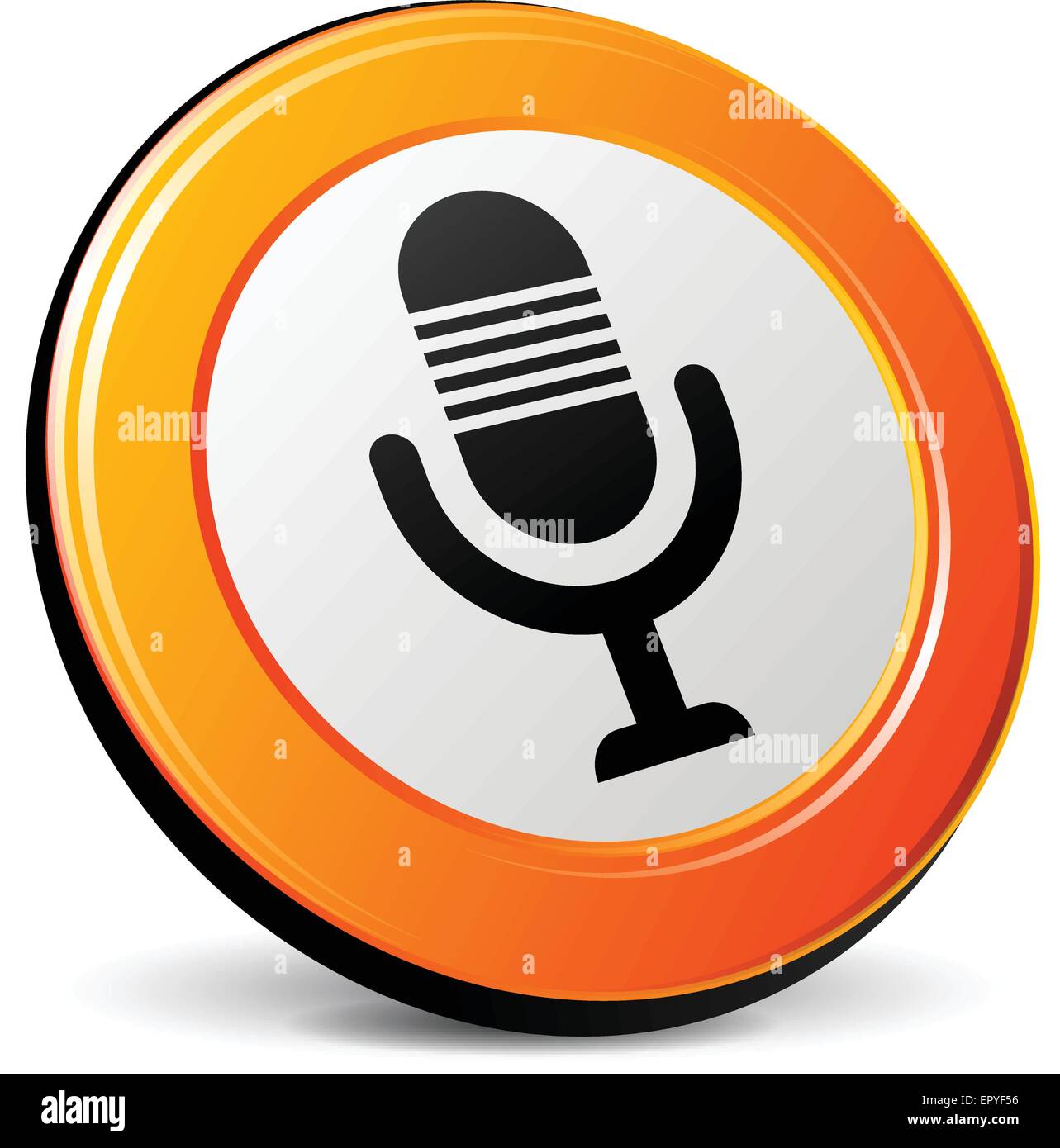 Illustrazione di microfono 3d design icona arancione Illustrazione Vettoriale