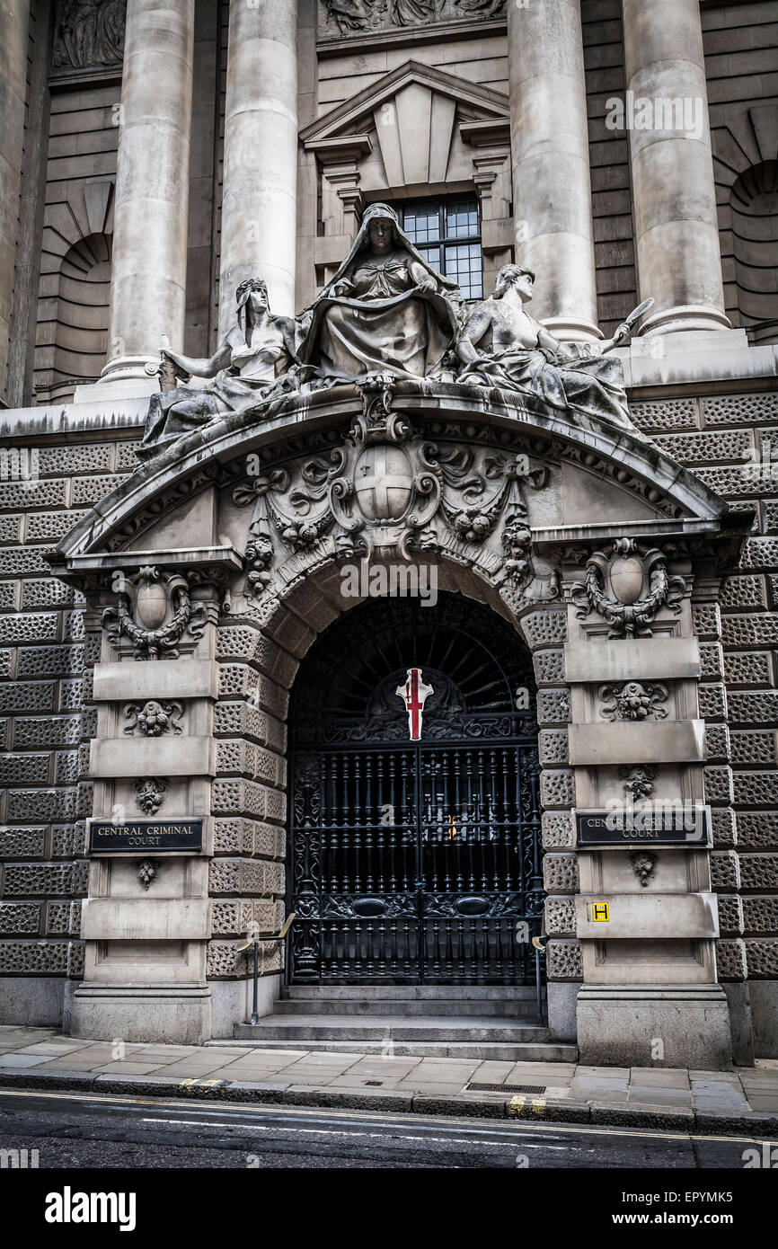 Porta di ingresso al Old Bailey Londra Foto Stock