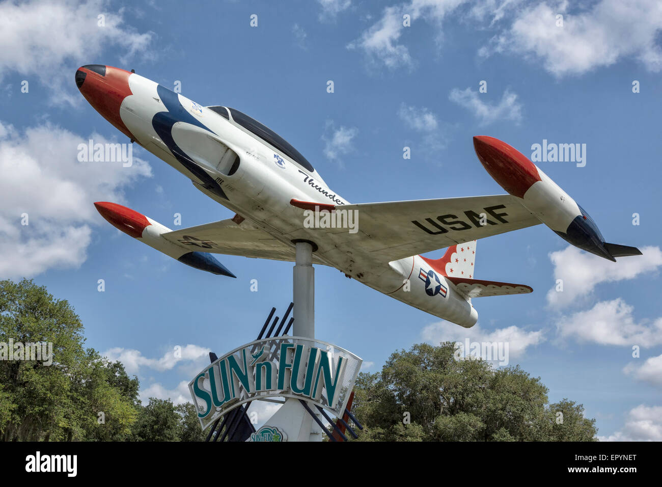 Thunderbirds Lockheed T33 Shooting Star guardia di gate Foto Stock