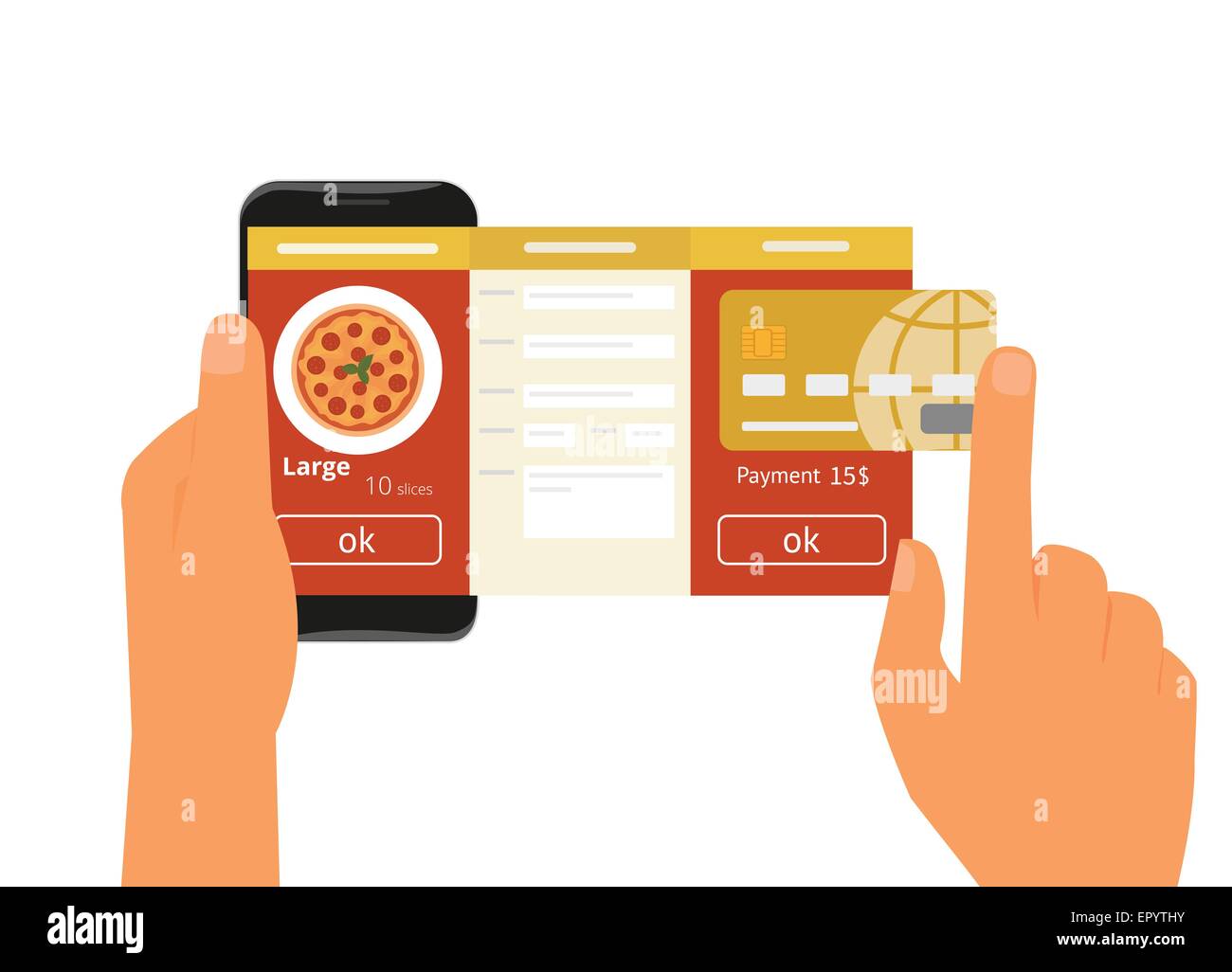 Mobile App per ordinare una pizza Illustrazione Vettoriale