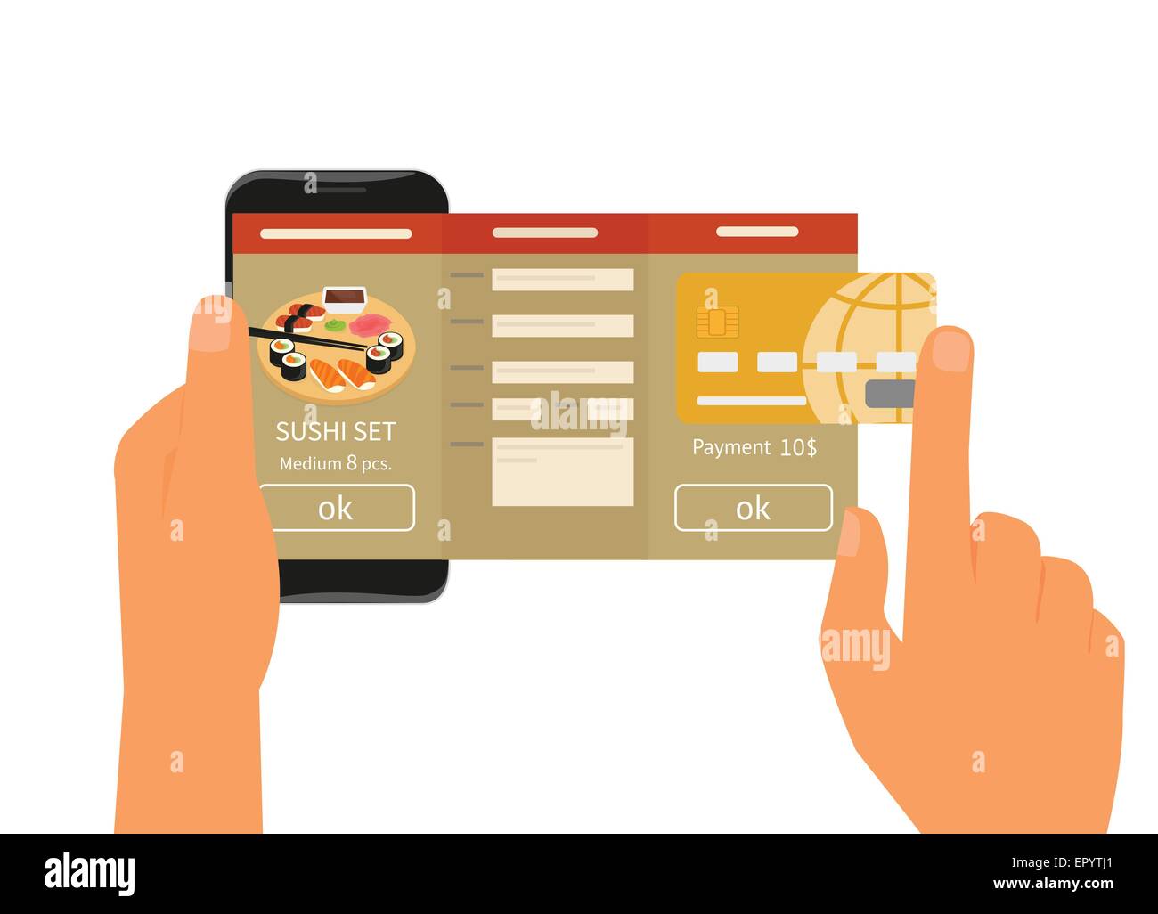 Mobile App per ordinare il sushi Illustrazione Vettoriale