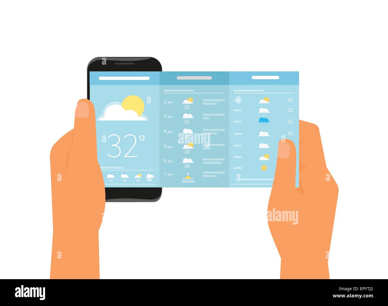 Mobile App per previsioni meteo Illustrazione Vettoriale