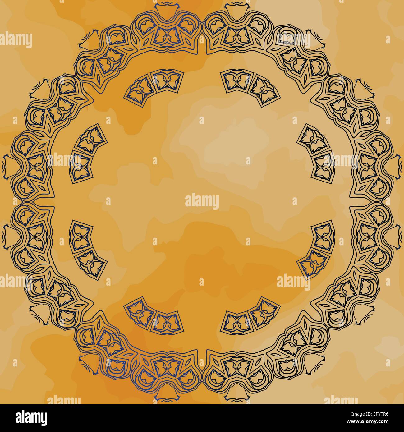 Round mandala cornice sulla vecchia carta Illustrazione Vettoriale