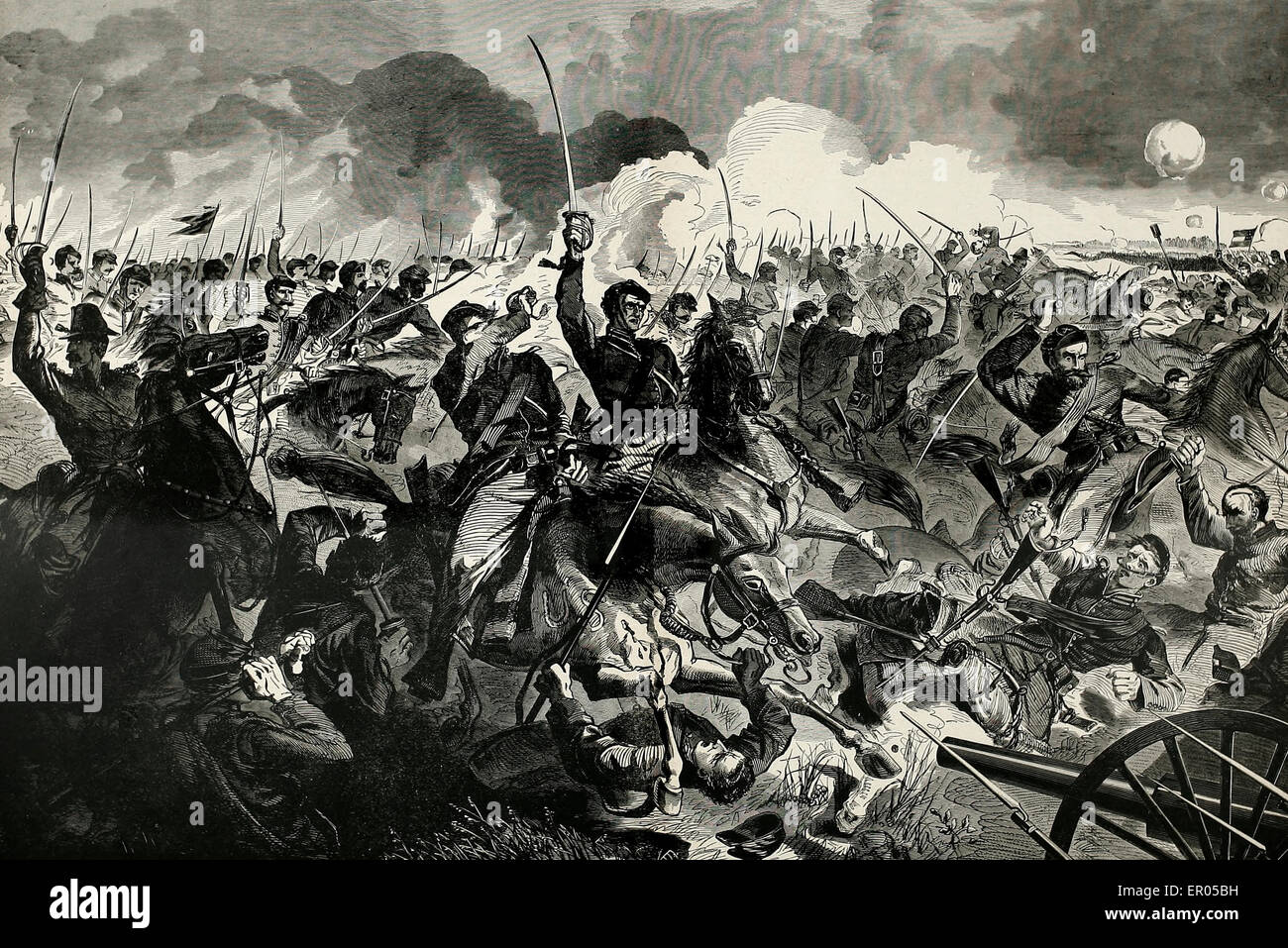 Una carica di cavalleria durante gli Stati Uniti dalla guerra civile Foto Stock
