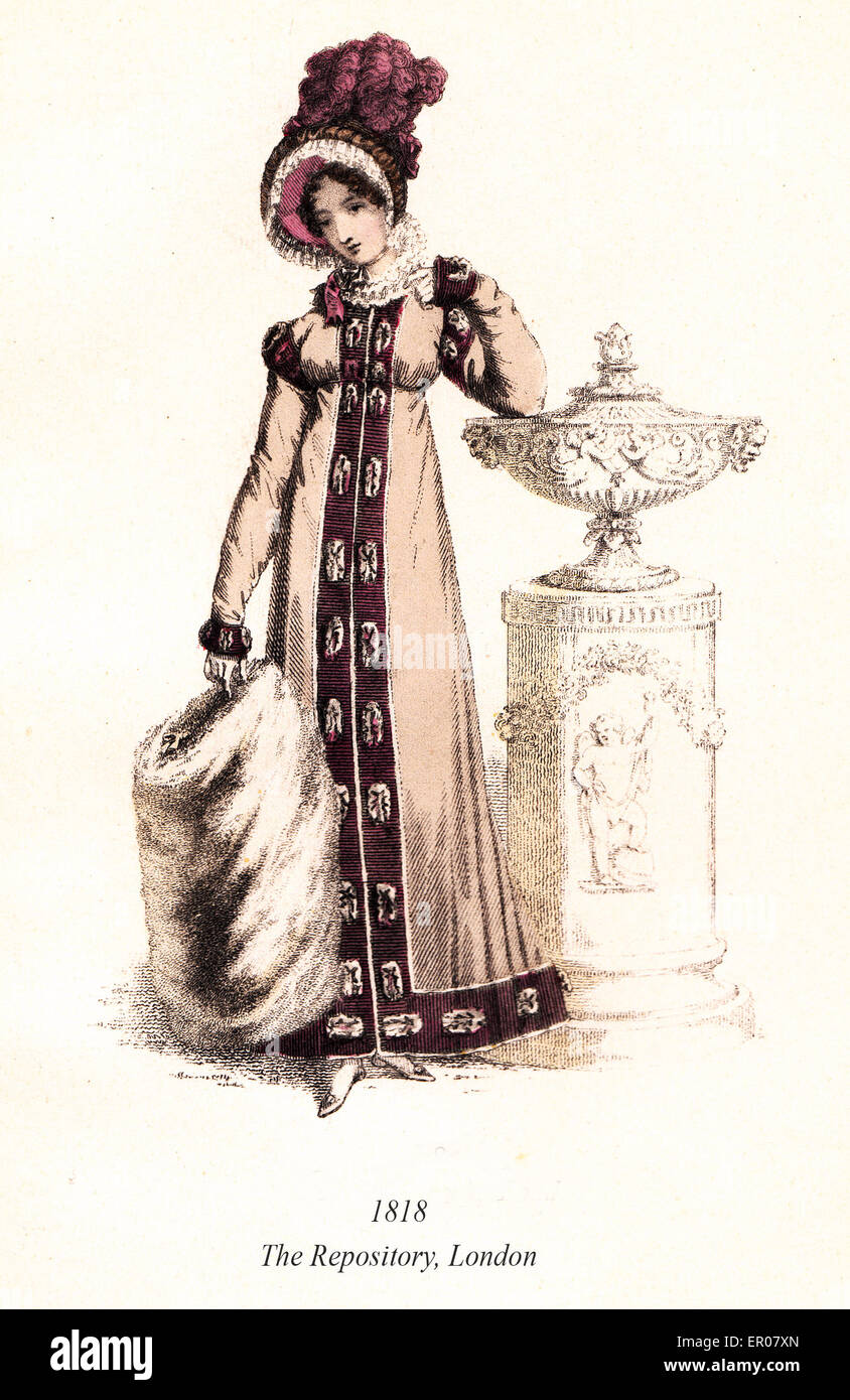 Moda Vintage illustrato, il repository di Londra 1818 Foto Stock