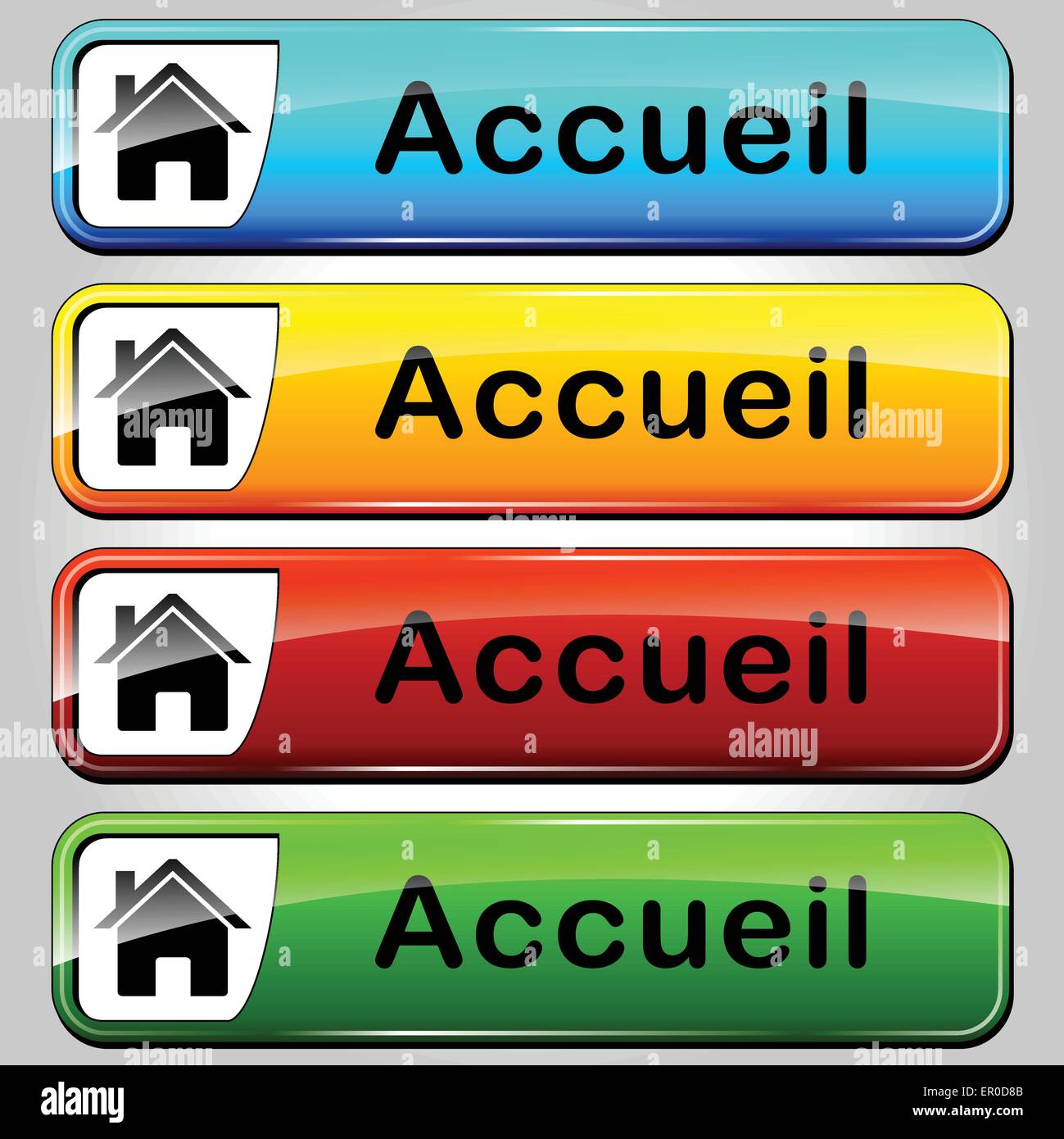 Traduzione in francese per colorata home web pulsanti Illustrazione Vettoriale