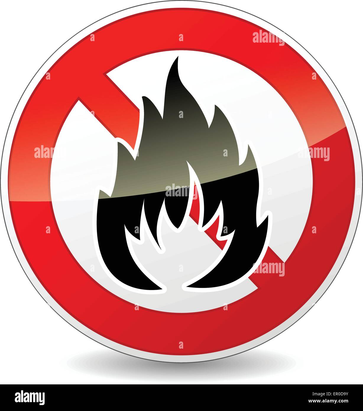 Illustrazione di no fire round icona su sfondo bianco Illustrazione Vettoriale