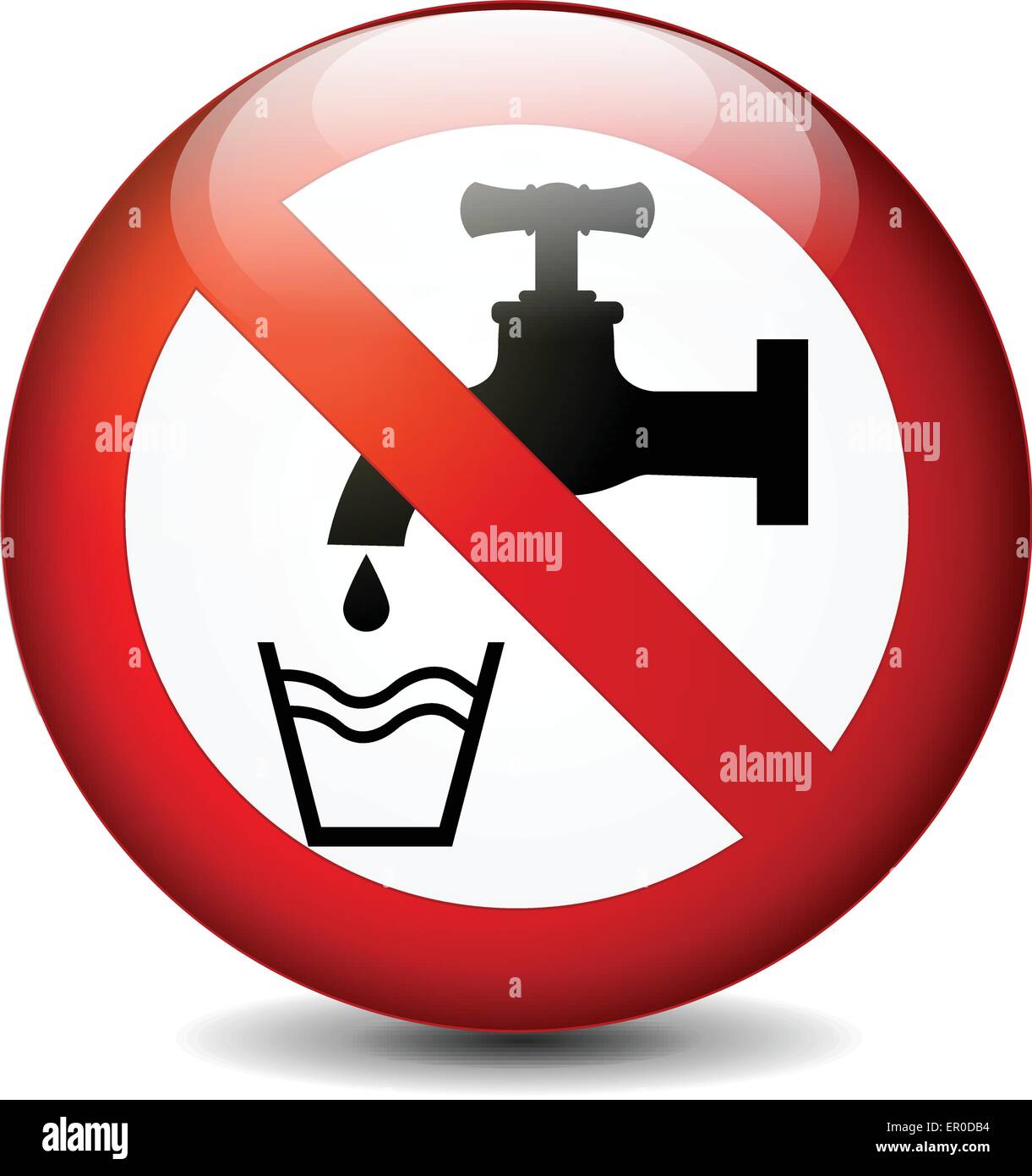 Illustrazione di non bere acqua segno rotondo su sfondo bianco Illustrazione Vettoriale