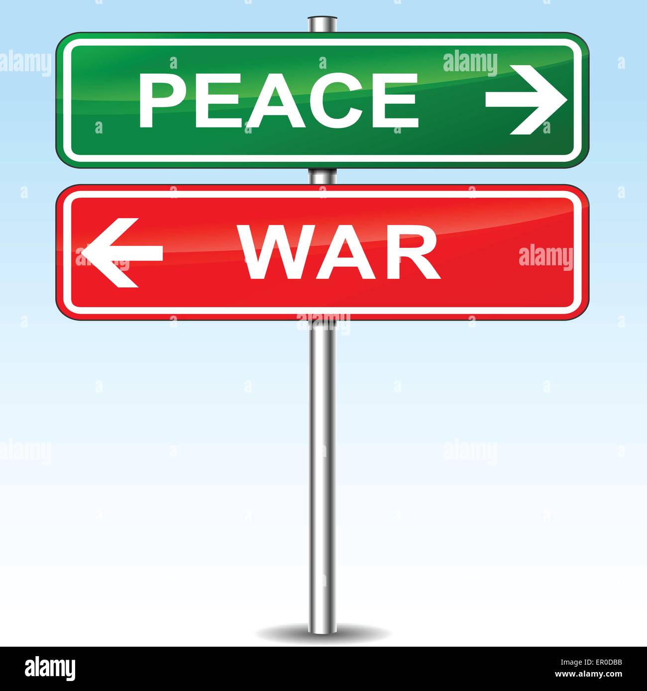 Illustrazione della pace e della guerra segno direzionale Illustrazione Vettoriale