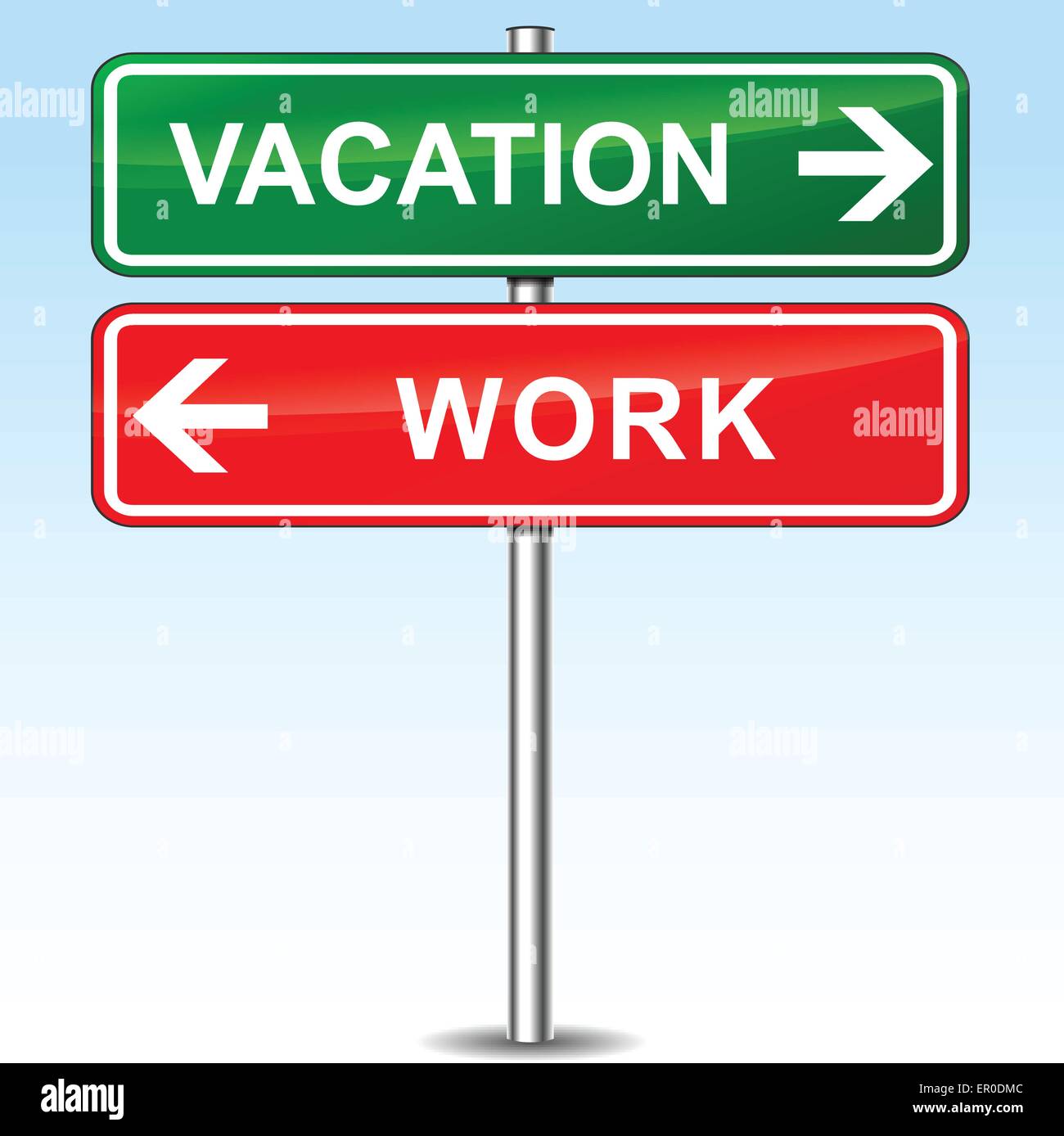 Illustrazione di vacanza e lavoro segno direzionale Illustrazione Vettoriale