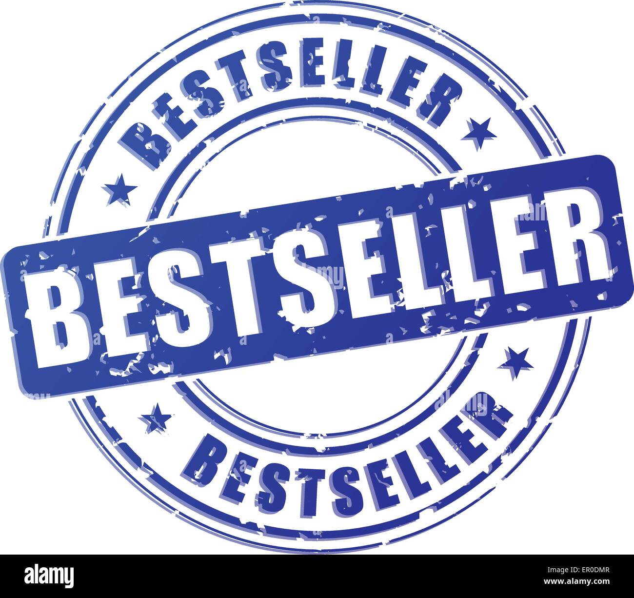 Illustrazione di best seller timbro blu su sfondo bianco Illustrazione Vettoriale