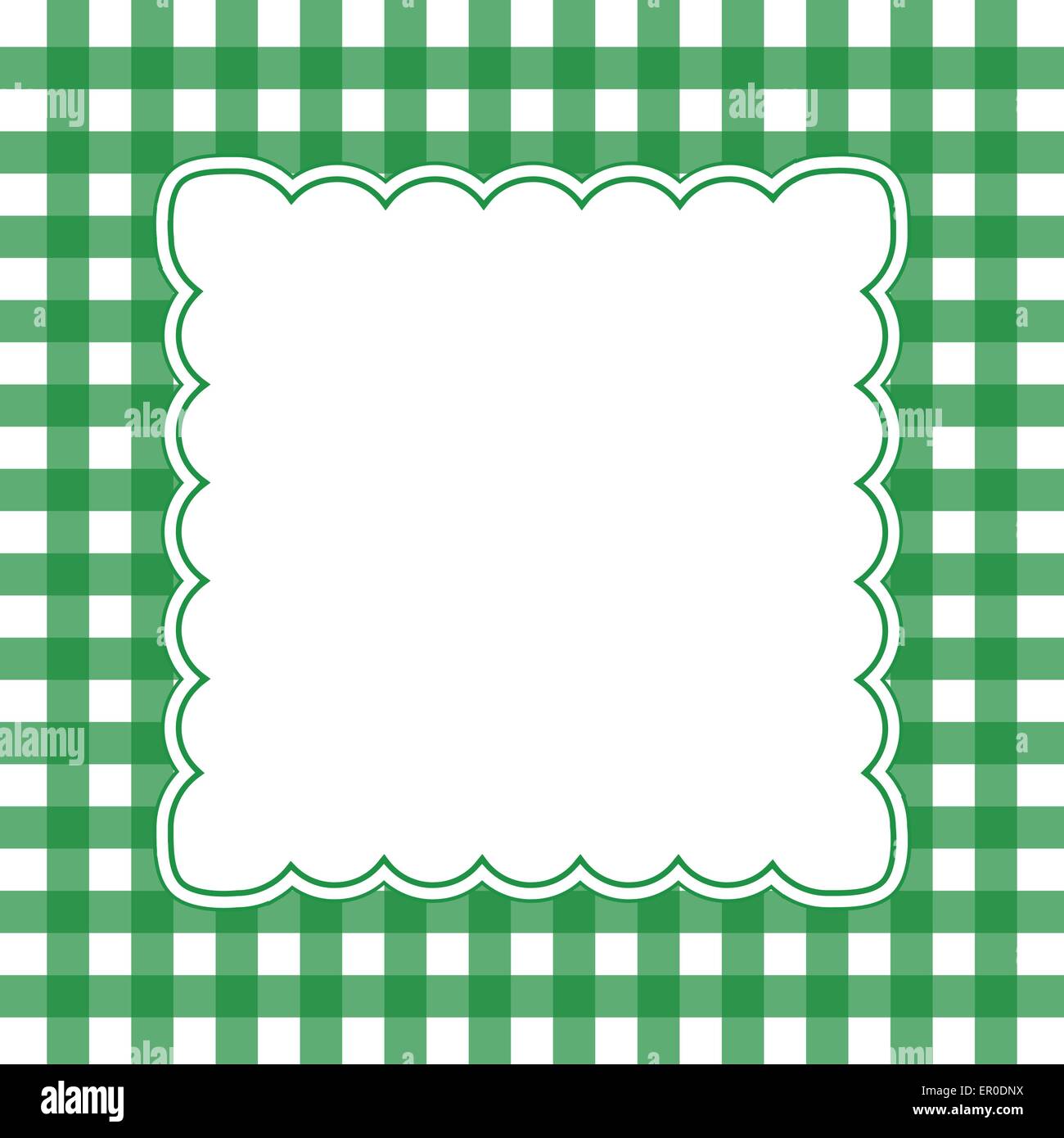 Illustrazione di verde e bianco gingham concetto di frame Illustrazione Vettoriale