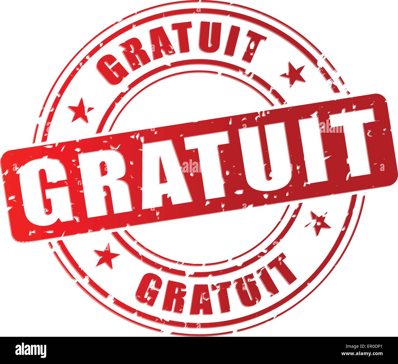 Traduzione in francese per gratis francobollo rosso concept Illustrazione Vettoriale