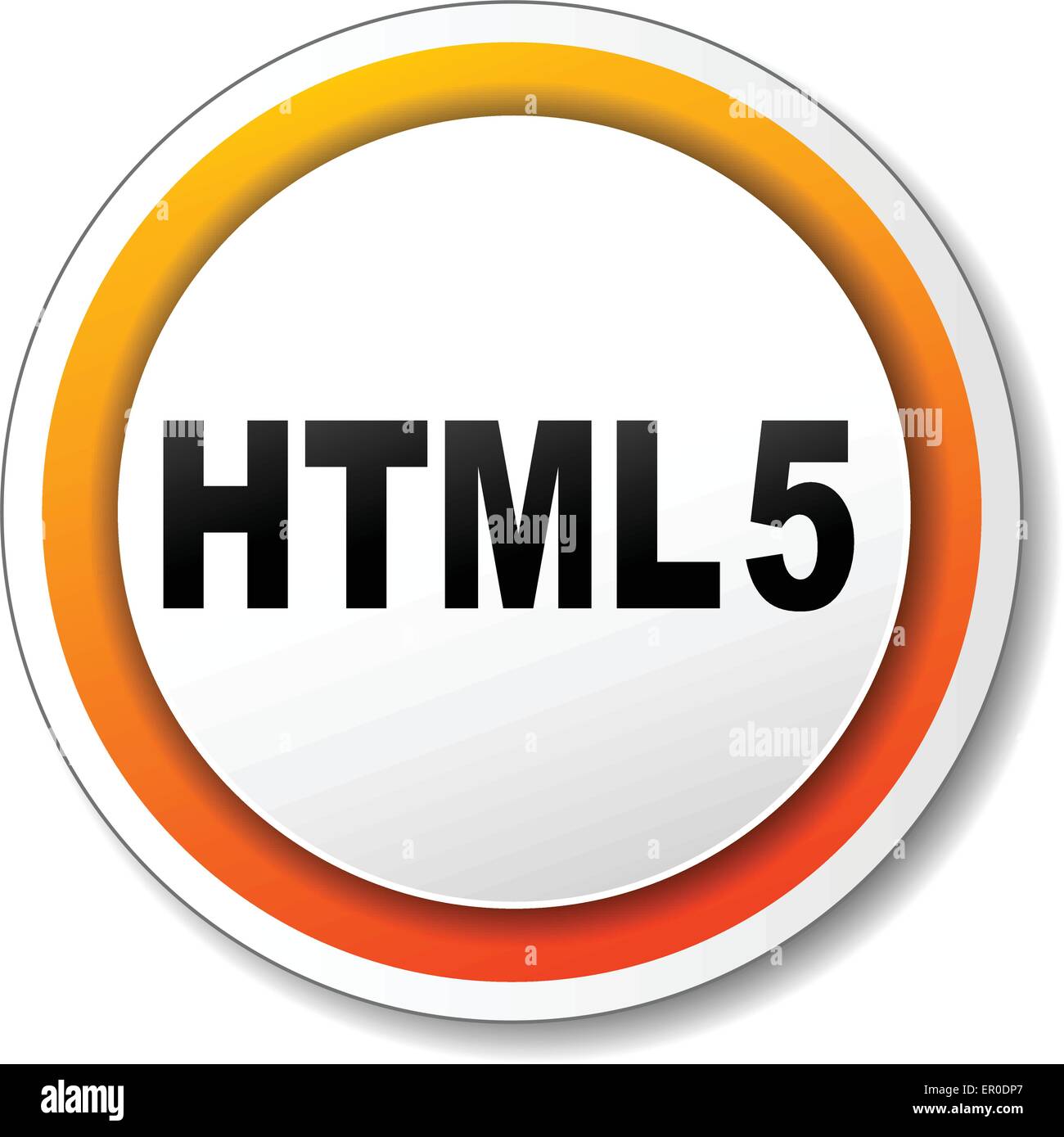 Illustrazione di HTML5 icona arancione su sfondo bianco Illustrazione Vettoriale