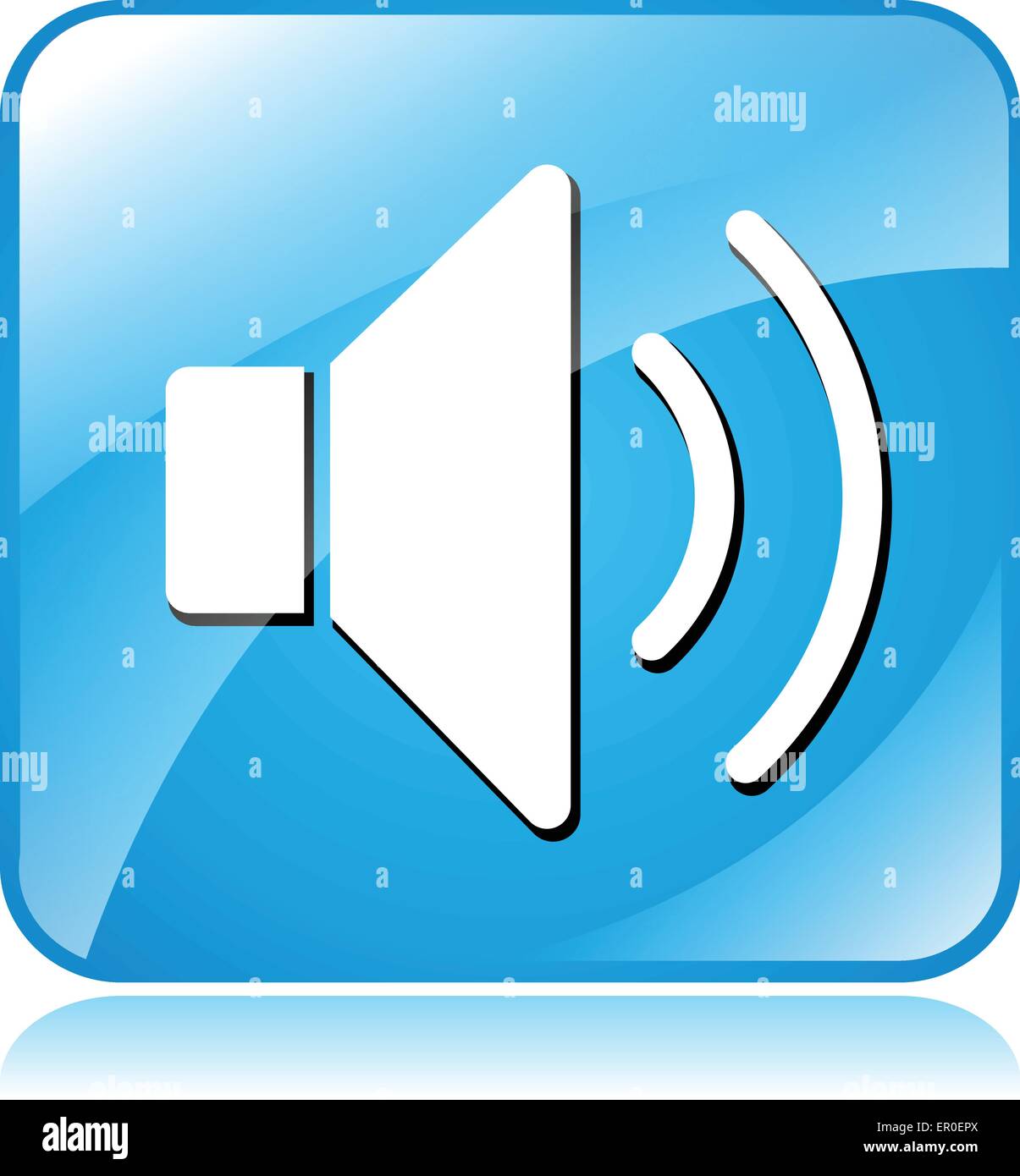 Illustrazione del quadrato blu icona di design per il suono Illustrazione Vettoriale