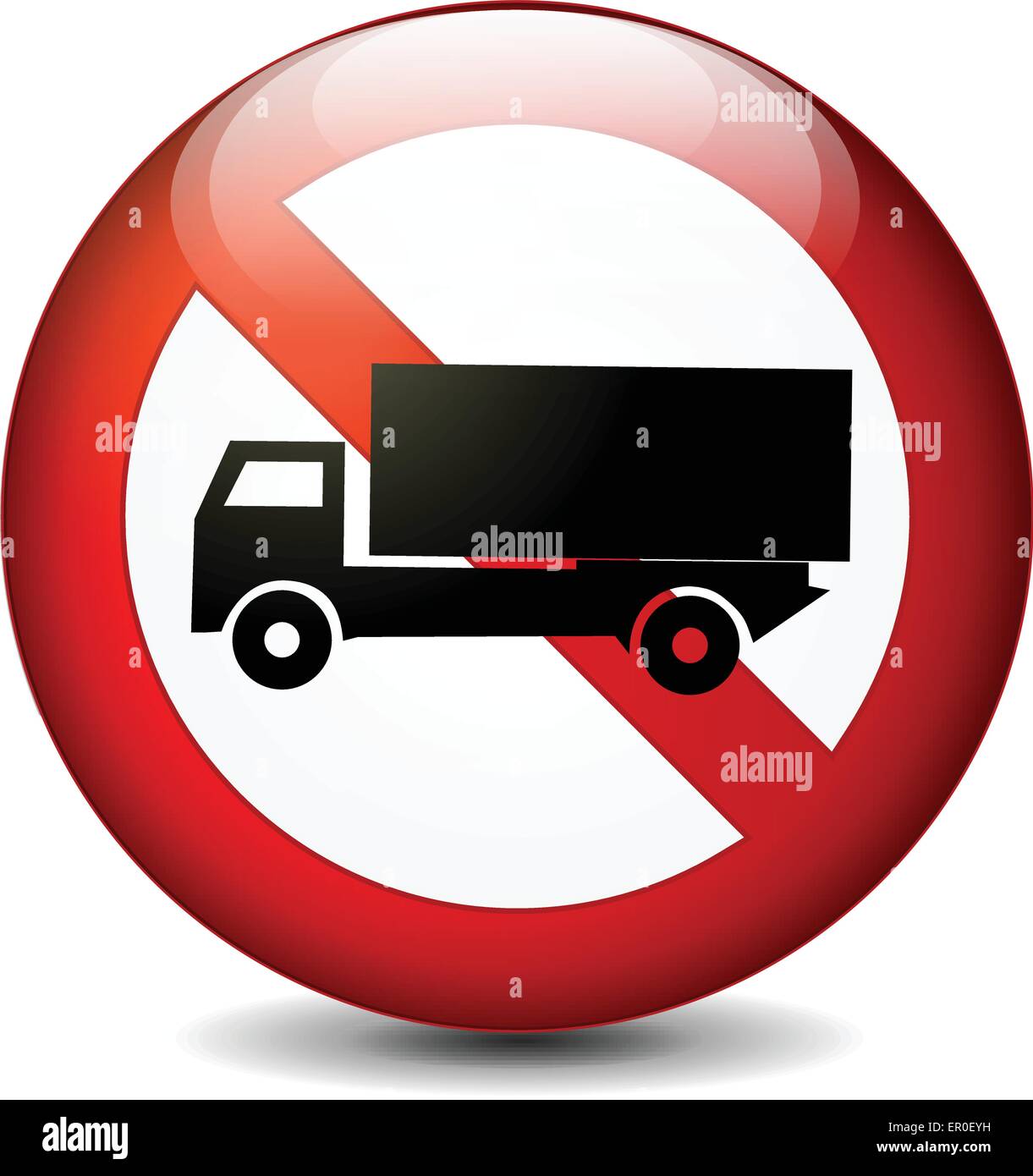 Illustrazione di no camion round segno su sfondo bianco Illustrazione Vettoriale