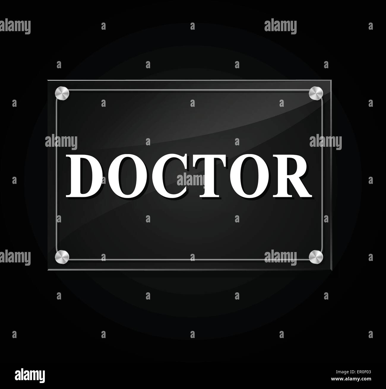 Illustrazione del medico trasparente segno su sfondo nero Illustrazione Vettoriale