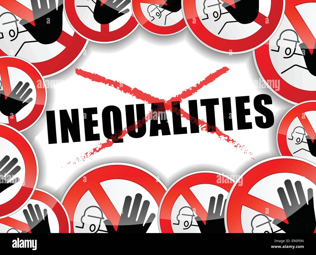Illustrazione delle disuguaglianze non concetto astratto sfondo Illustrazione Vettoriale