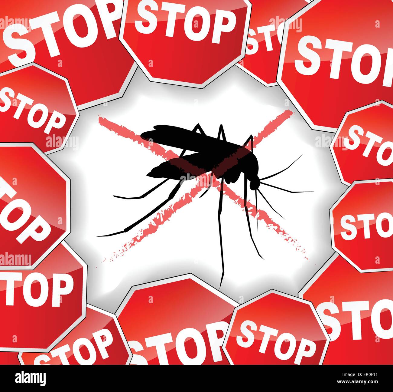 Illustrazione di fermare le zanzare concetto astratto sfondo Illustrazione Vettoriale