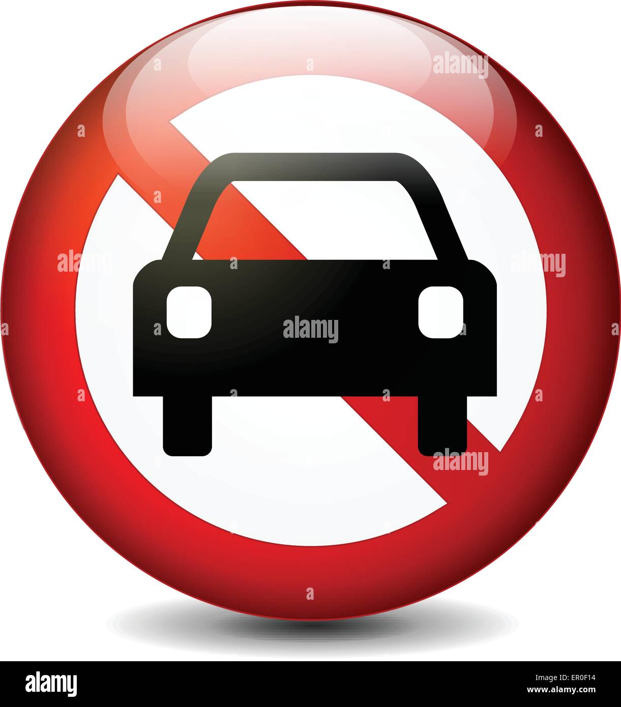 Illustrazione di nessun auto round segno su sfondo bianco Illustrazione Vettoriale