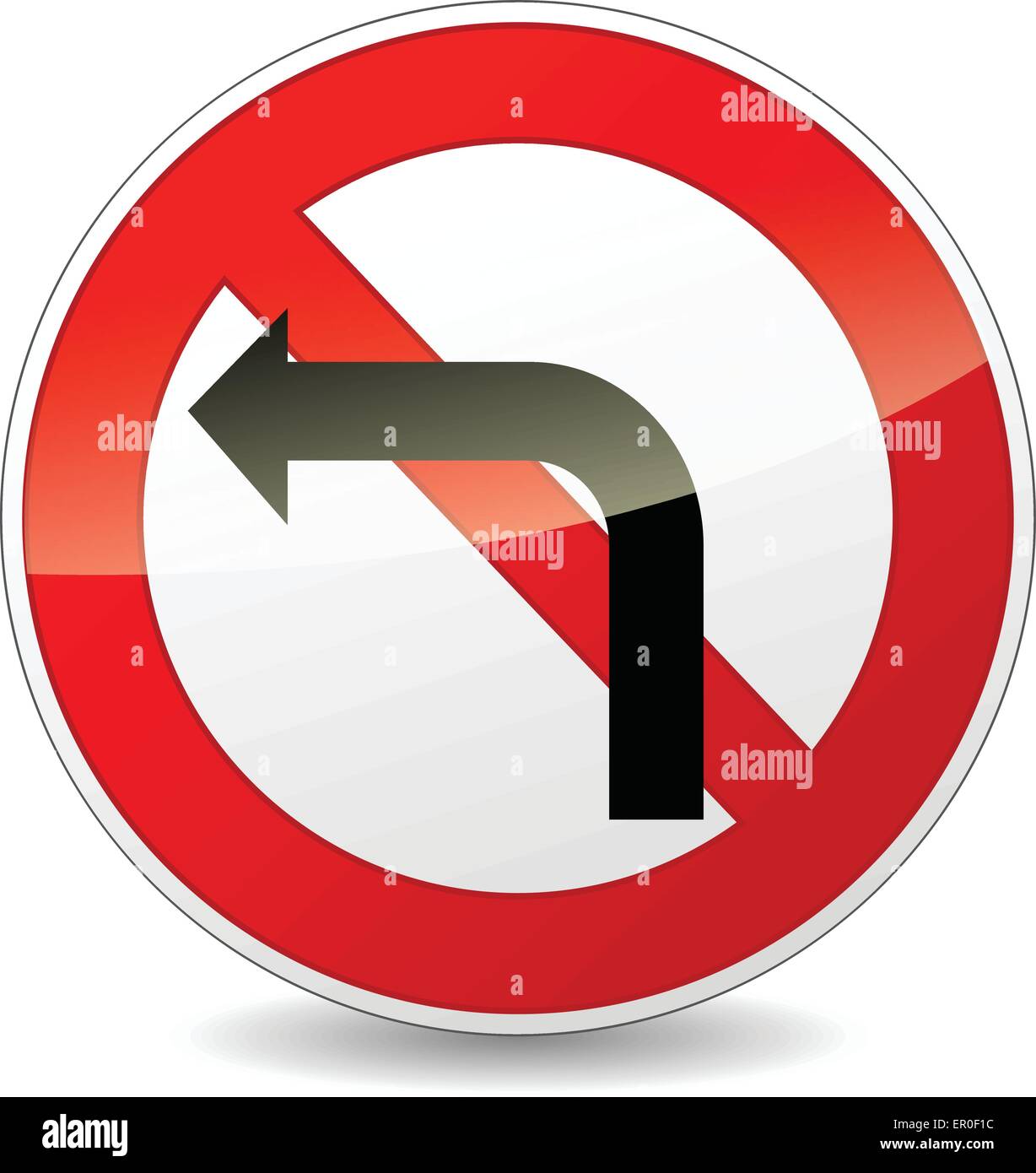 Illustrazione di non svoltare a sinistra round segno su sfondo bianco Illustrazione Vettoriale