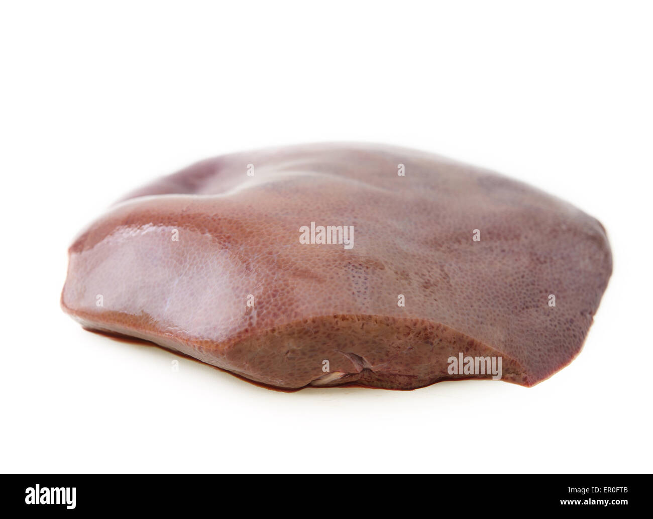 Materie fegato di maiale isolati su sfondo bianco Foto Stock