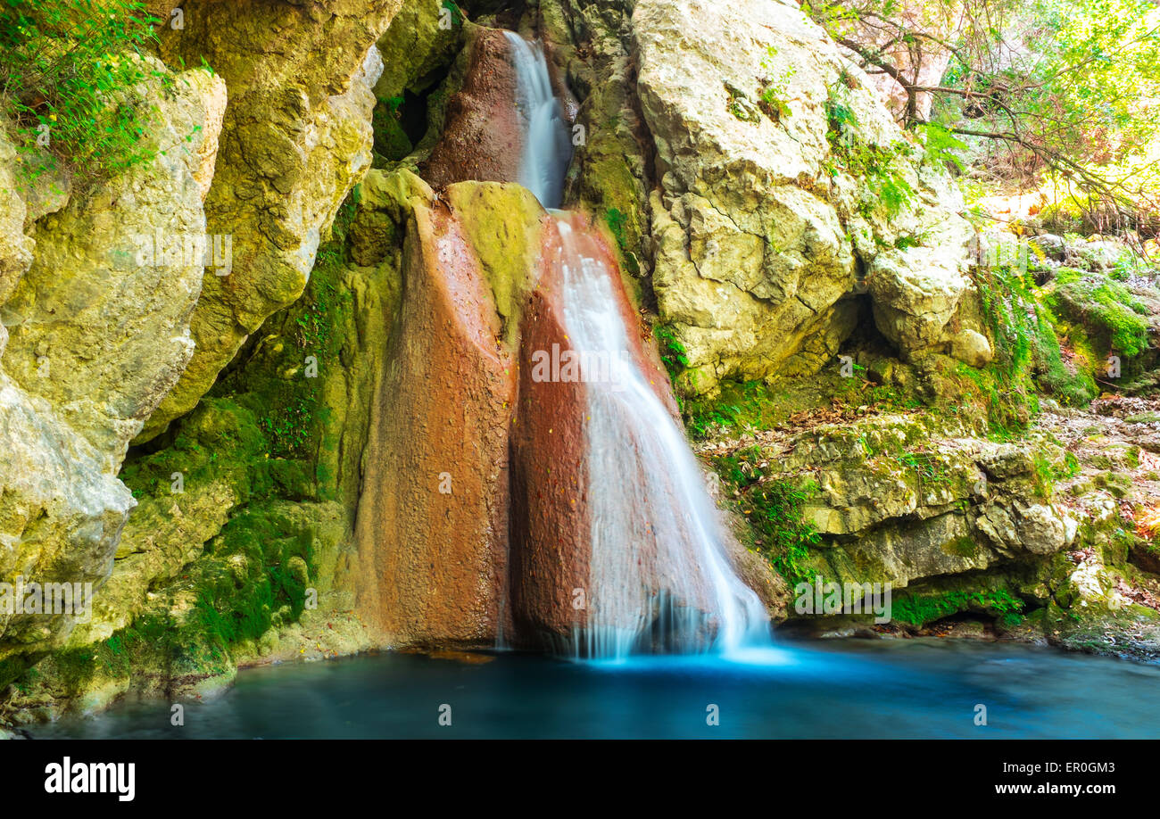 Spettacolare cascata sull isola di Lefkada island, Grecia Foto Stock