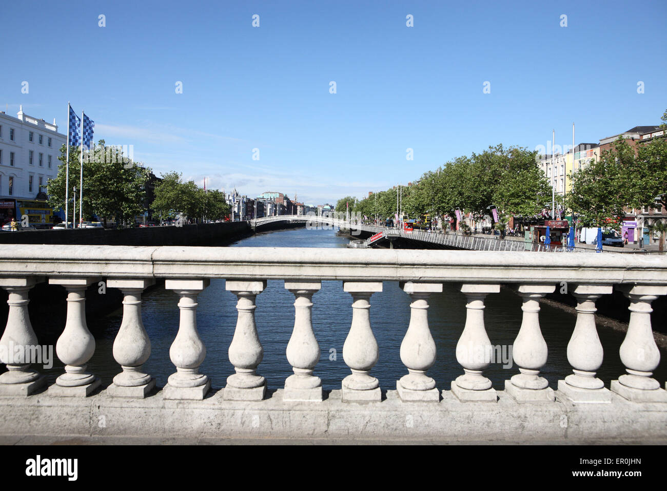 O'Connell Bridge balaustra Dublin Foto Stock