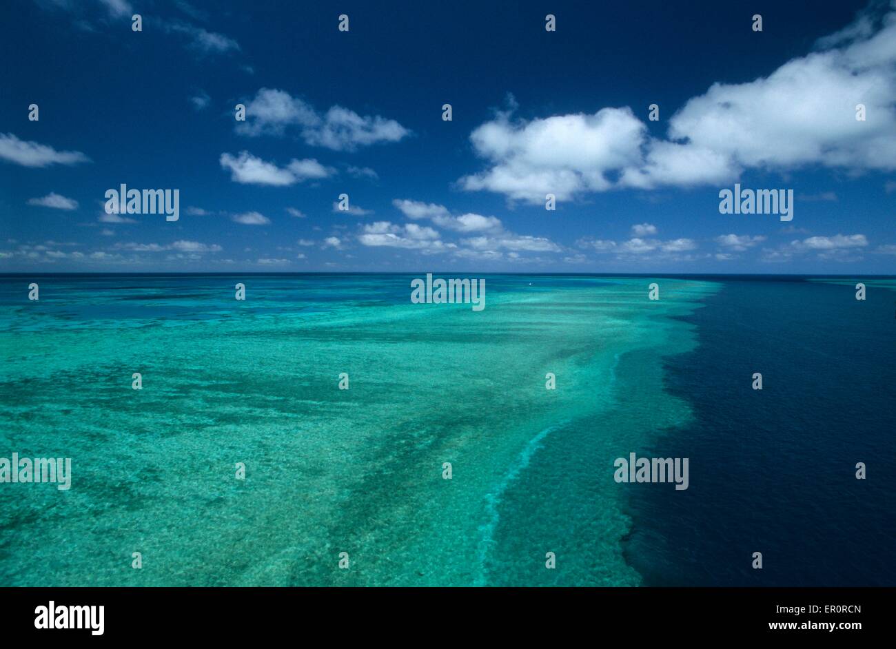 Australia, Queensland, a nord delle isole Whitsunday, Greef barriera corallina, Hardy Reef (Vista aerea) Foto Stock