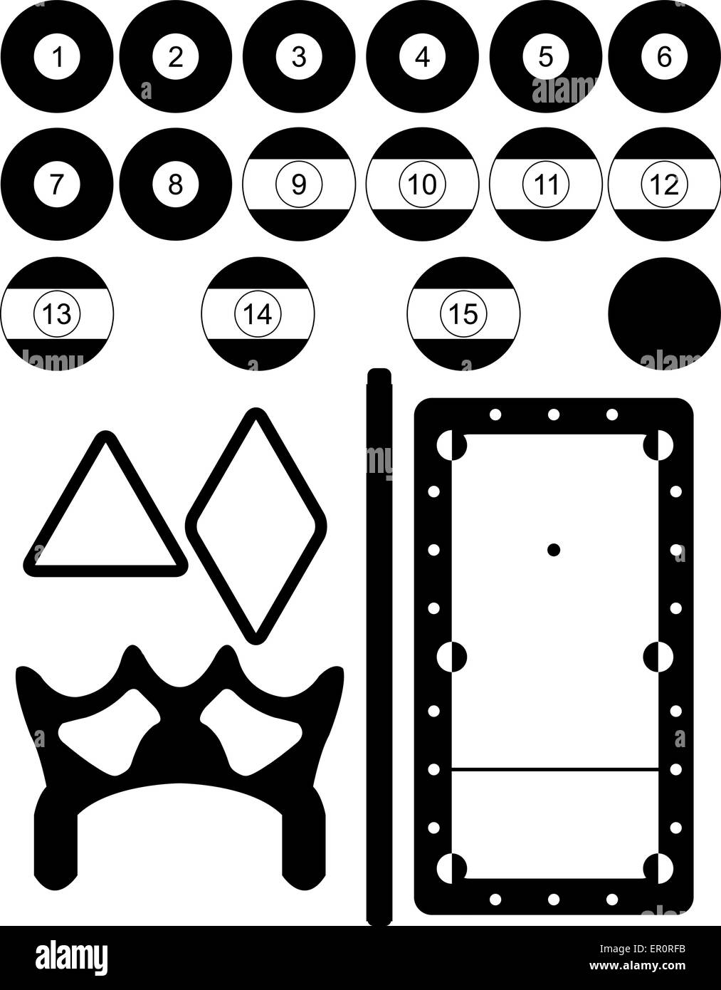 Set di biliardo sagome Illustrazione Vettoriale