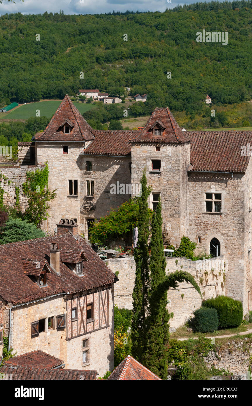 Francia, Quercy, lotto (46), Saint-Cirq-Lapopie village // Quercy, lotto (46), village de Saint-Cirq-Lapopie Foto Stock