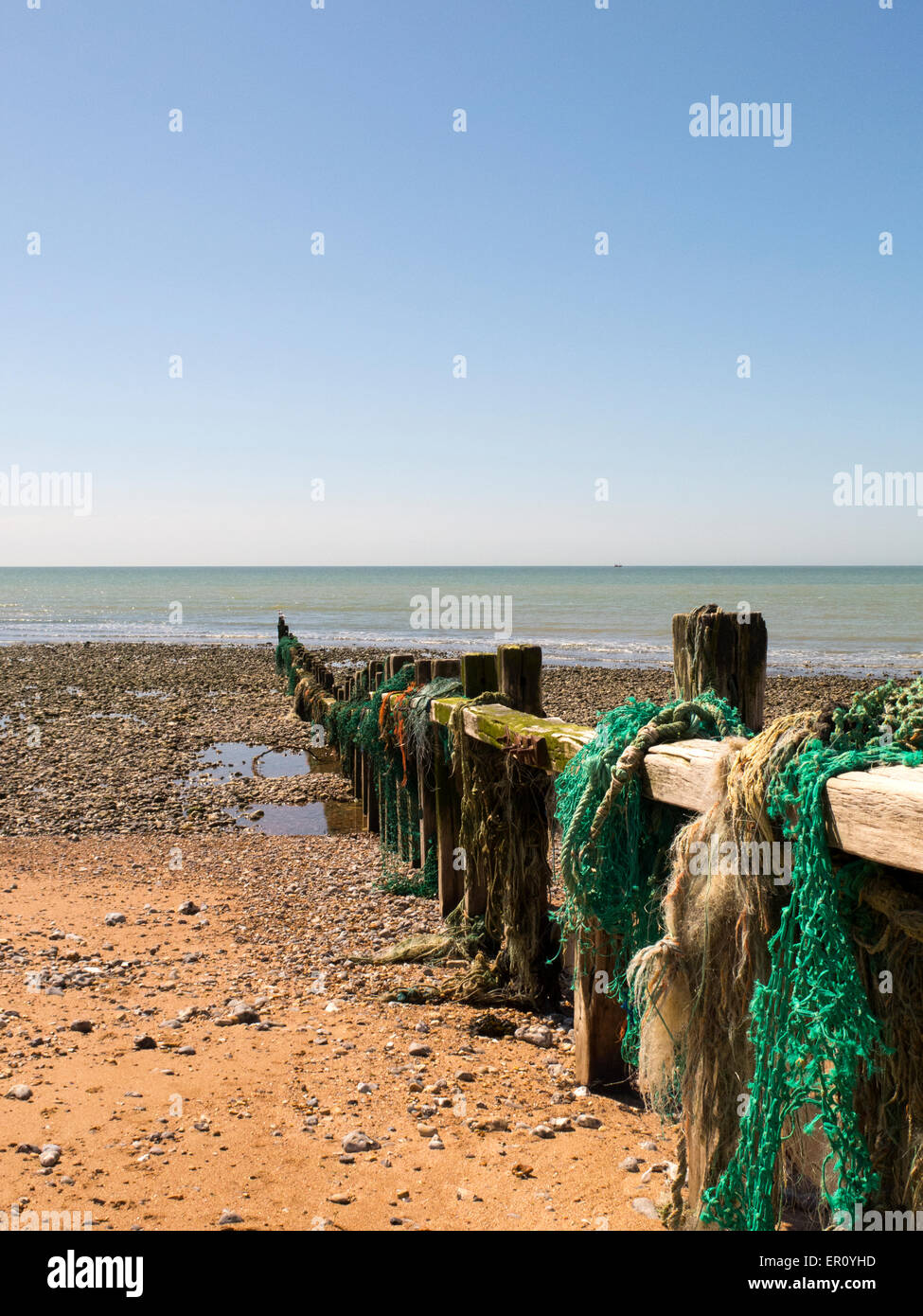 Spiaggia con Gryones costa Sud East Sussex Regno Unito Foto Stock