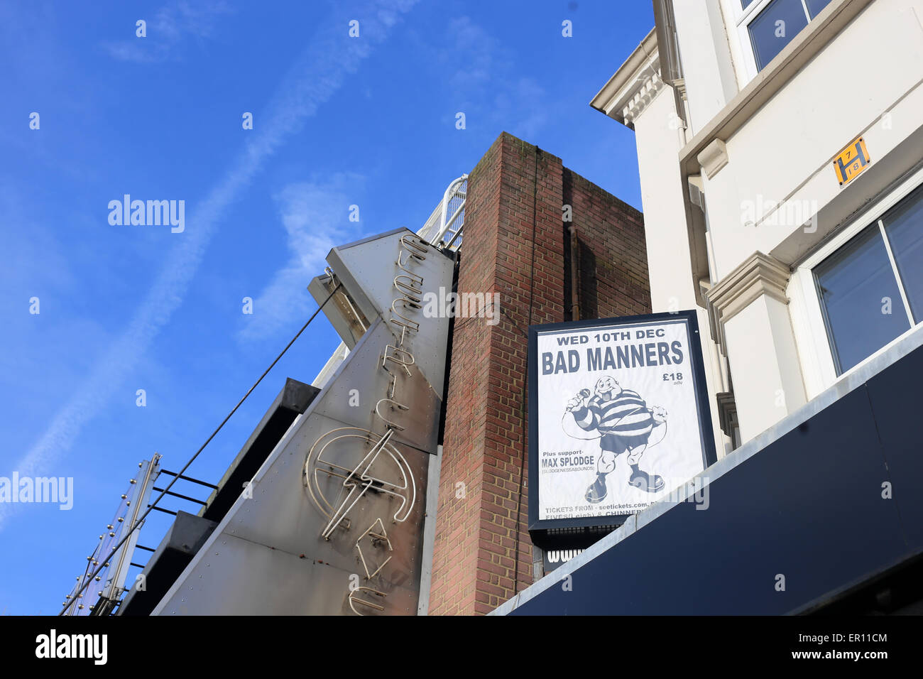 Poster pubblicitari la ska band cattive maniere, in Essex cittadina balneare di Southend-on-Sea. Foto Stock