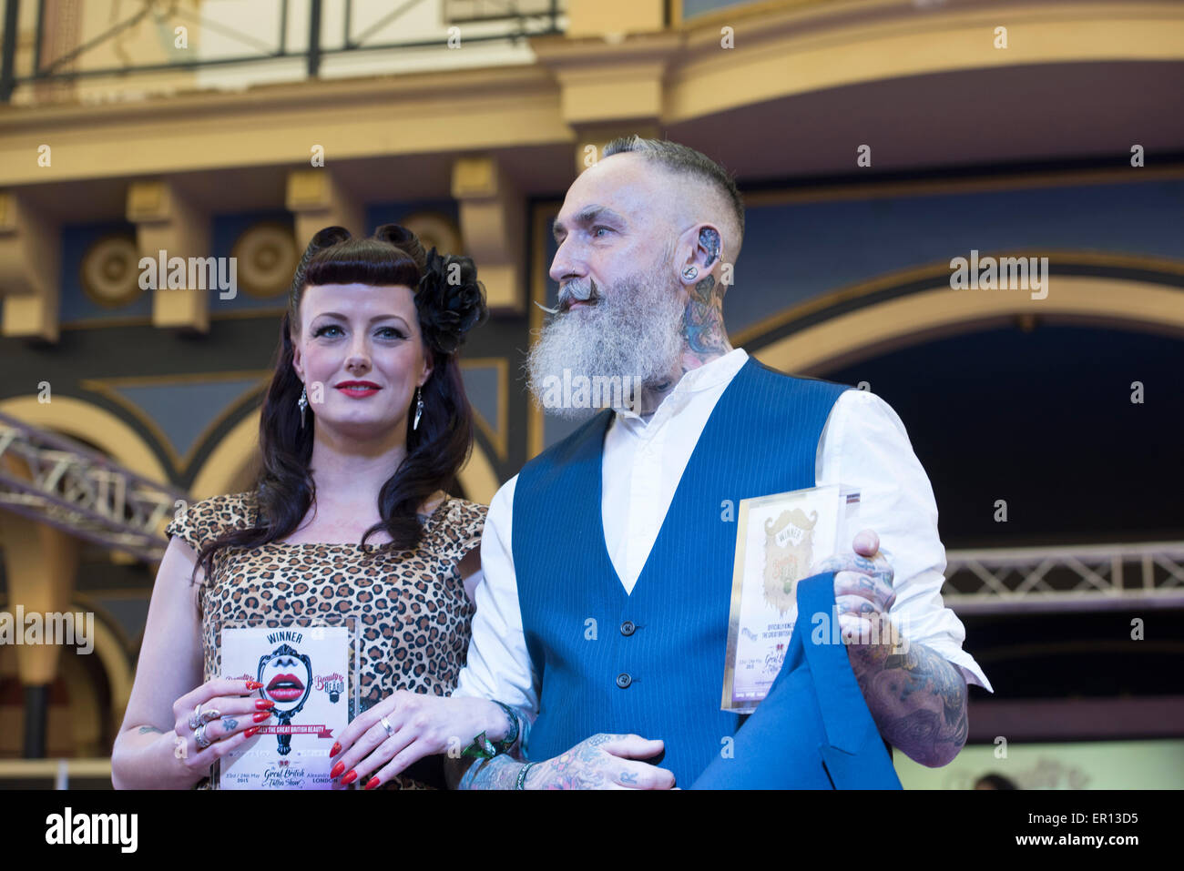 I modelli sulla passerella del Great British Tattoo Show - Alexandra Palace Foto Stock