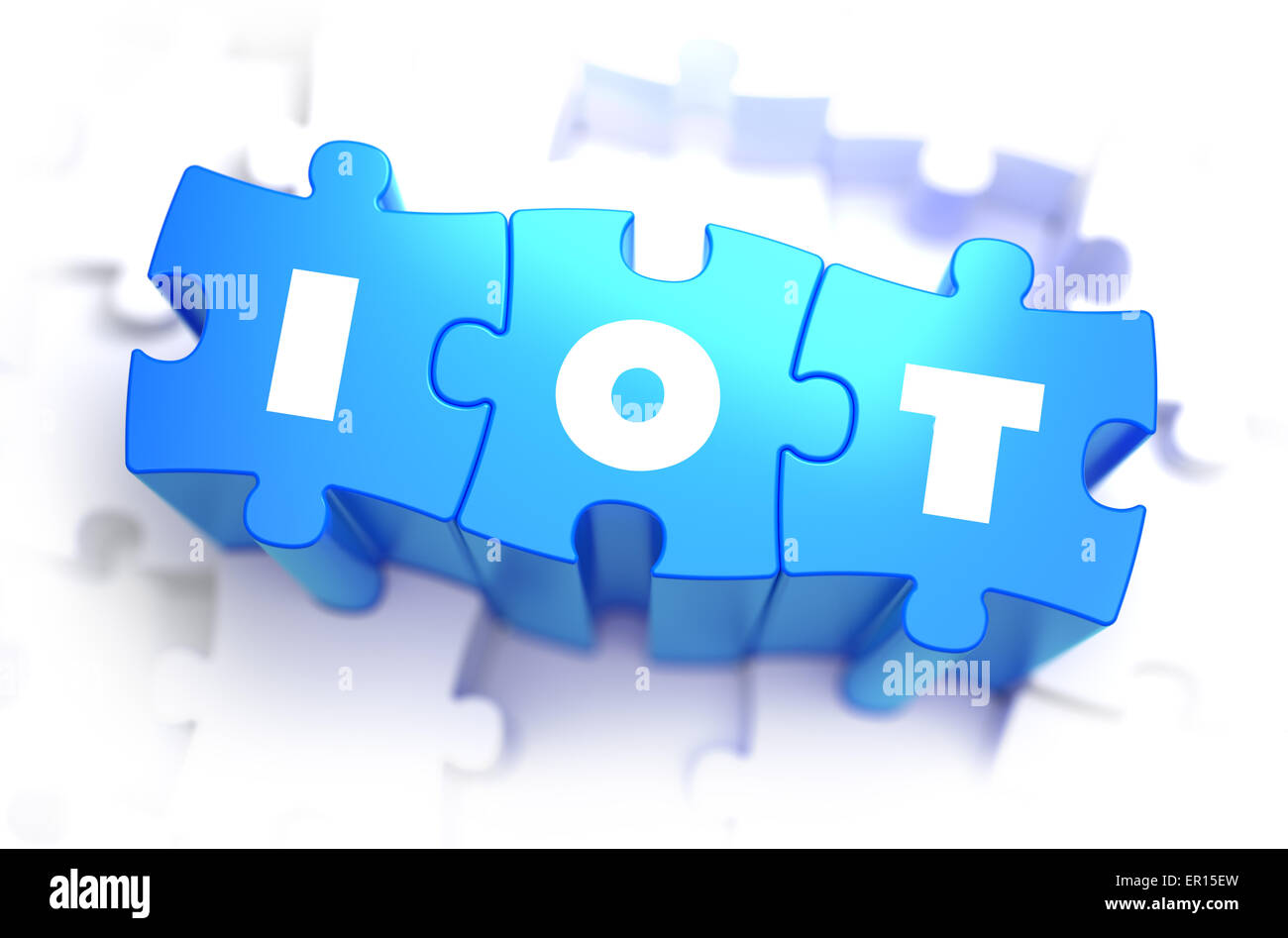 IOT - Testo su puzzle blu. Foto Stock