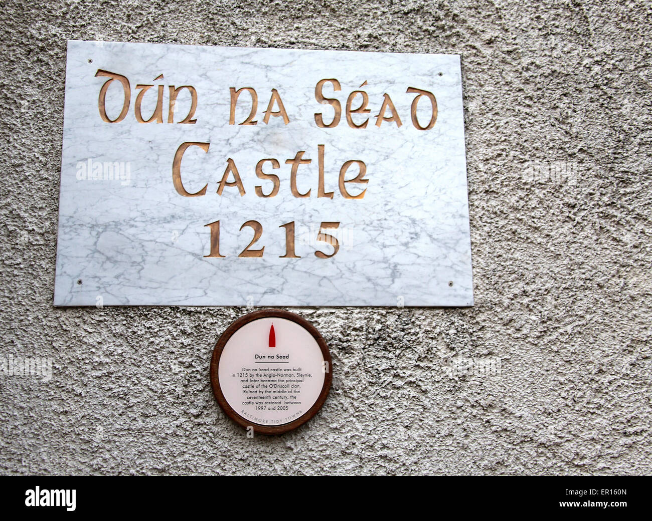 Dun na Sead Castello 1215 segno a Baltimora nel West Cork Foto Stock
