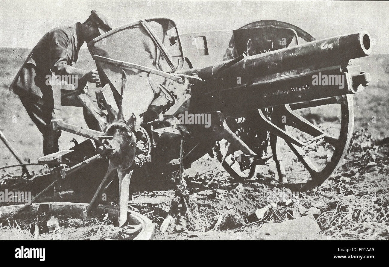 Un disabili pistola tedesca vicino Buissy, Francia - La Prima Guerra Mondiale Foto Stock
