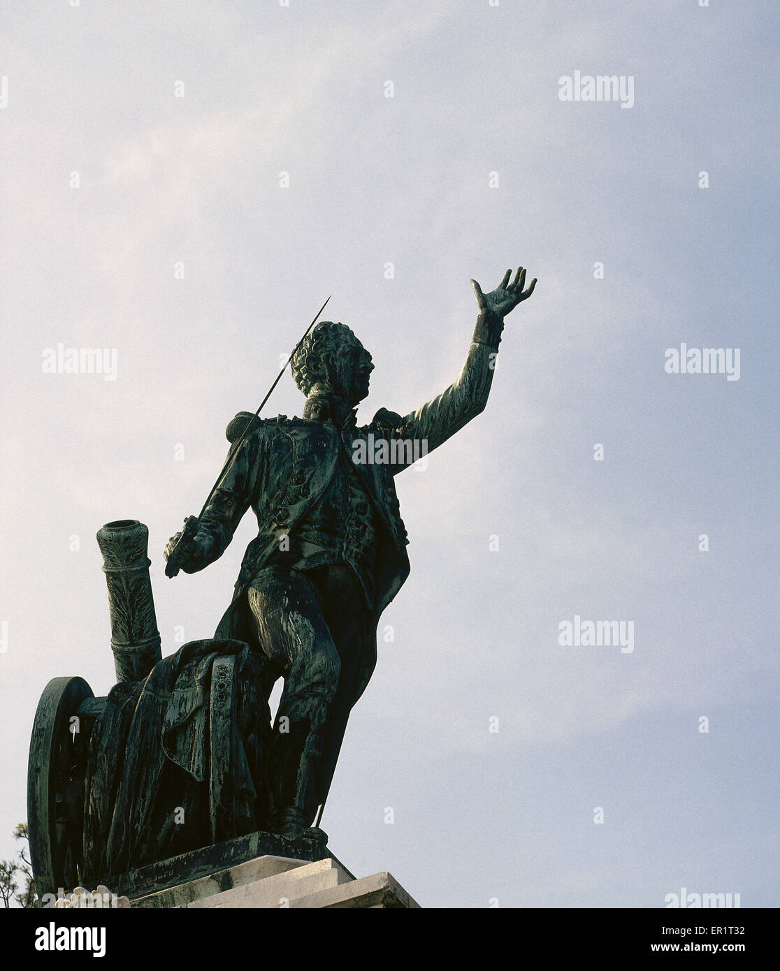 Pedro Velarde y Santillan (1779-1808). Spagnolo capitano di artiglieria famosa per la sua morte in Dos de Mayo. Un monumento da Elias Martin, 1864. Santander. Spagna. Foto Stock