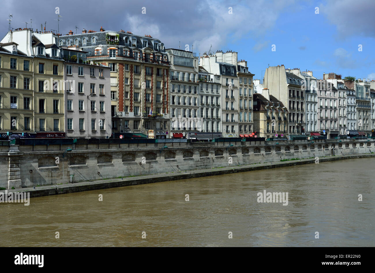 Senna, Quai Des Grands Augustins, Parigi, Francia Foto Stock