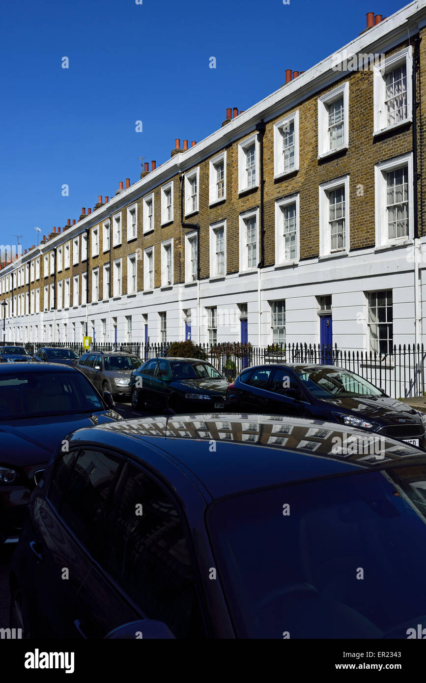 A schiera residenziale street, Pimlico, London, England, Regno Unito Foto Stock