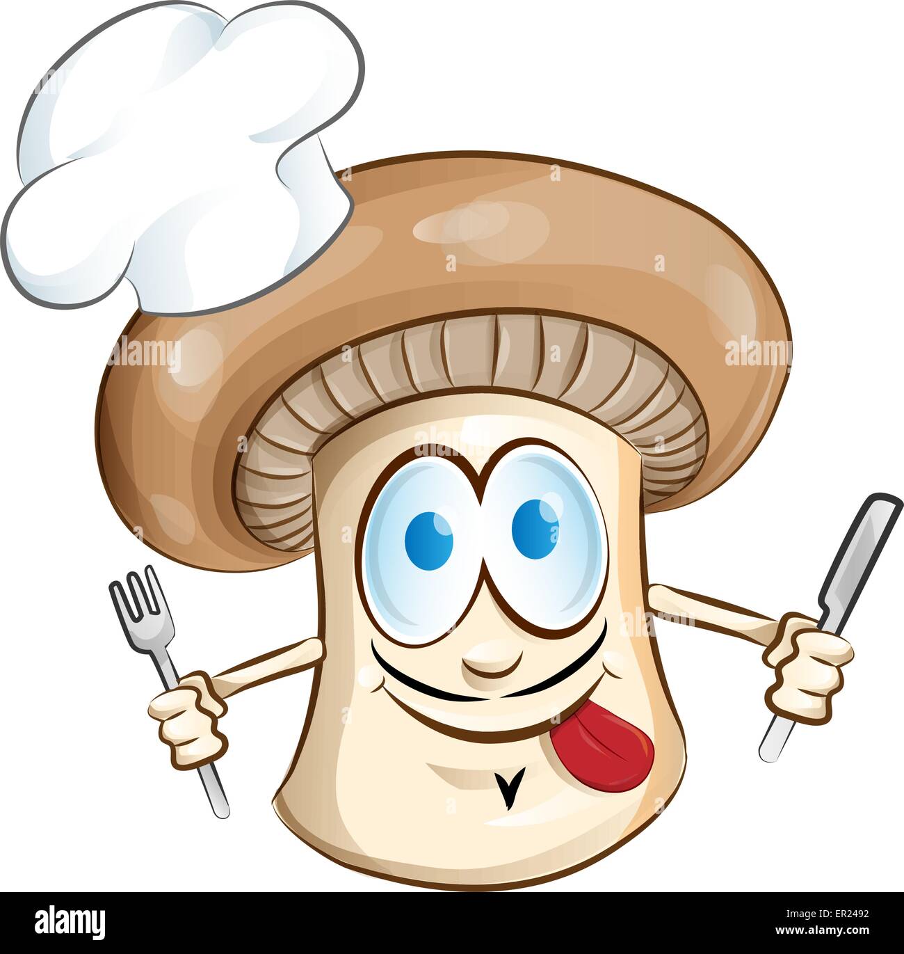 Lo chef a fungo cartoon isolati su sfondo bianco Illustrazione Vettoriale