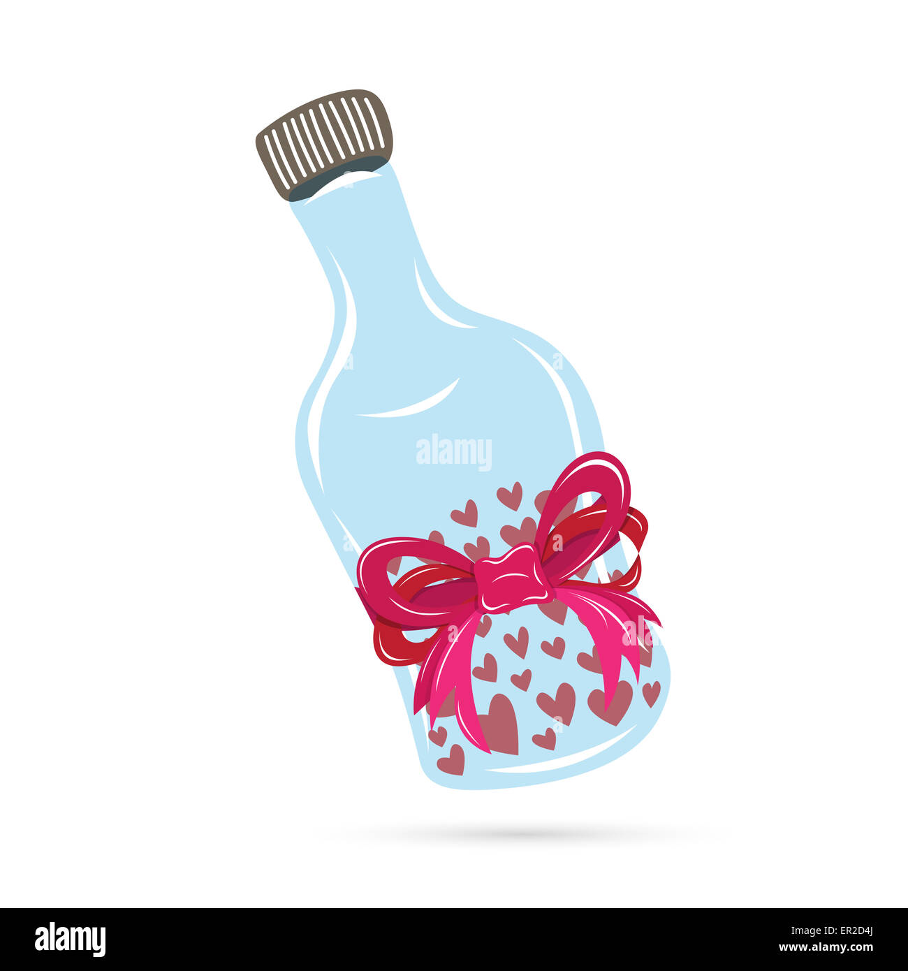 Vector cartoon illustrazione di un flacone a forma di cuore pillole. Foto Stock