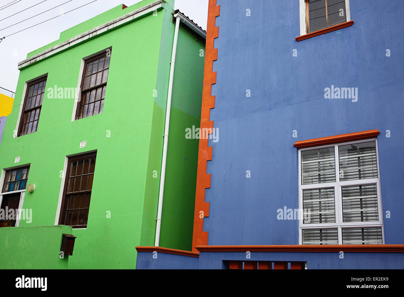 Audacemente case dipinte di Bo-Kaap, Città del Capo Foto Stock