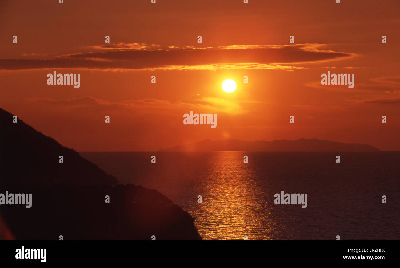 Italien Toskana, Provinz, Livorno, Insel Elba, Meer, , Sonnenuntergang, Capo Enfola, Isola d'Elba, Toscana, Geographie, Europa Foto Stock