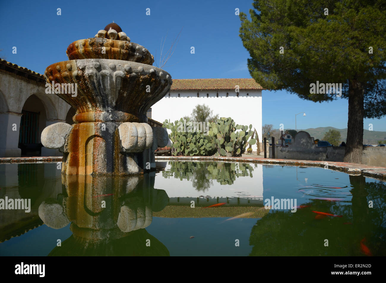 La storica Missione San Miguel Arcángel, San Miguel CA Foto Stock