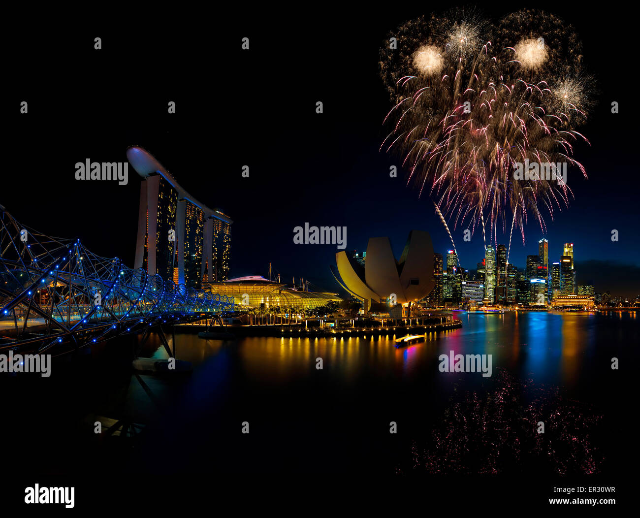 Singapore fuochi d'artificio Foto Stock